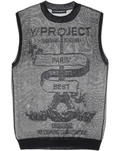 Y. Project "Paris Transparent Knit Mesh gilet - Grigio