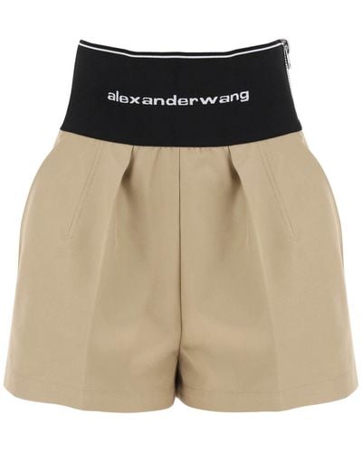 Alexander Wang Cotton and Nylon Shorts con cintura de marca - Multicolor