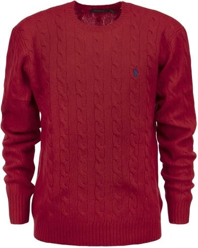 Polo Ralph Lauren Wool En Cashmere Cable Gesnit Sweater - Rood