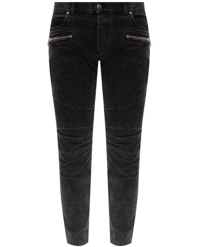 Balmain Tapered Leg Slim Jeans - Black