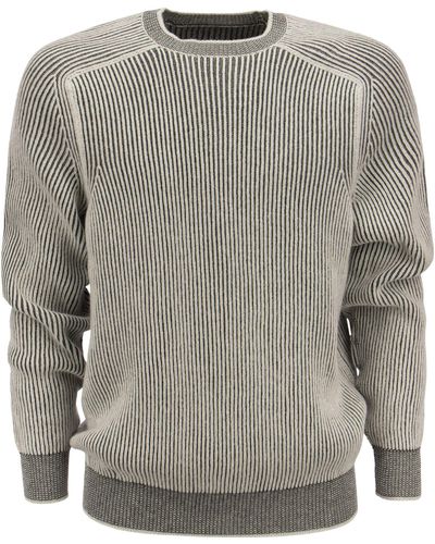 Sease Dinghy Ribbed Cashmere Reversible Crew Neck Sweater - Gray