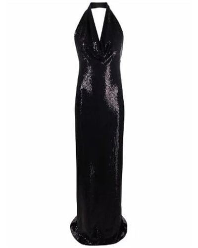 Blanca Vita Sequin Sequin Embellie Long Robe - Noir