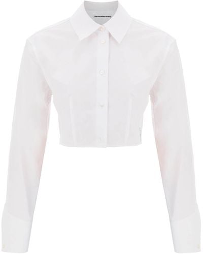 Alexander Wang Kurzes strukturiertes Baumwollhemd - Weiß