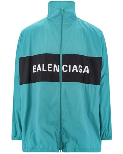 Balenciaga Wind Breaker Logo Jacket - Blauw