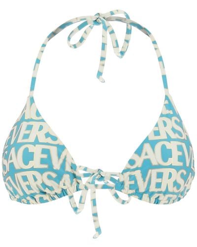 Versace Allover Bikini Top - Bleu