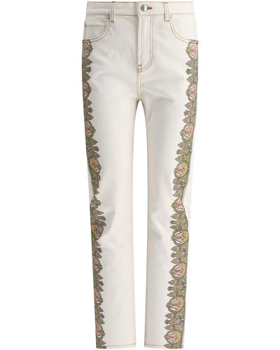 Etro Jeans With Side Prints - White