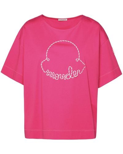 Moncler Fuchsia Cotton T -Shirt - Pink