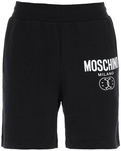 Moschino 'double Question Mark' Logo Sweatshorts - Zwart