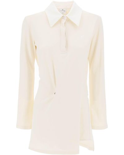 Courreges Twisted Polo Mini Dress - Wit