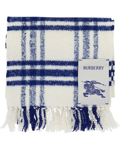 Burberry Check Wool -sjaal - Blauw