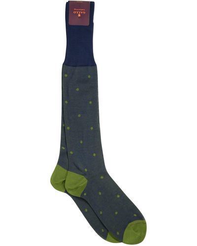 Gallo Polka Dot Cotton Long Socks - Blauw