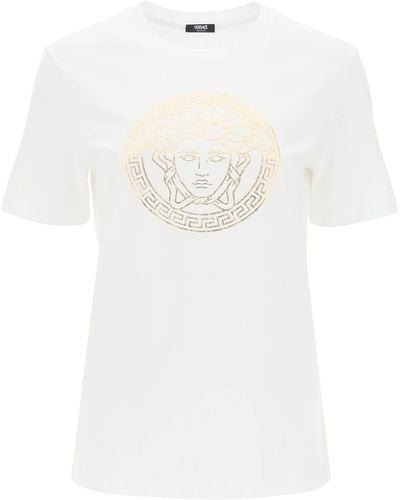 Versace Medusa Camiseta de cuello de la tripulación - Blanco
