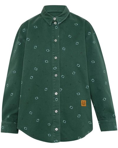KENZO Cotton Denim Shirt - Green