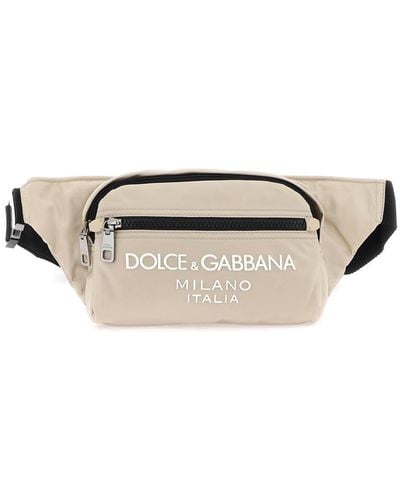 Dolce & Gabbana Nylon Beltpack -tasche Mit Logo - Naturel