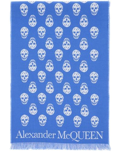 Alexander McQueen SCIARPA REVERSIBILE SKULL - Blu