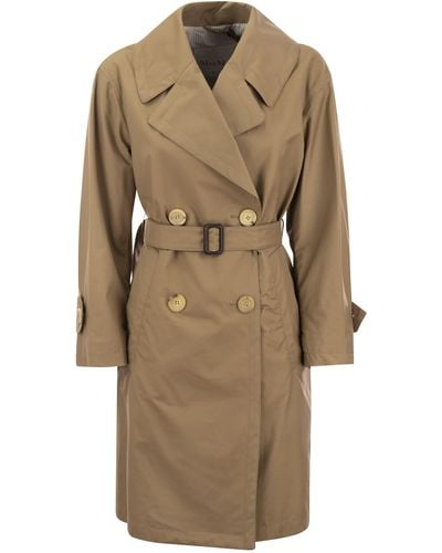 Max Mara Vtrench Drip Proof Cotton Twill Over Trench Coat - Natural