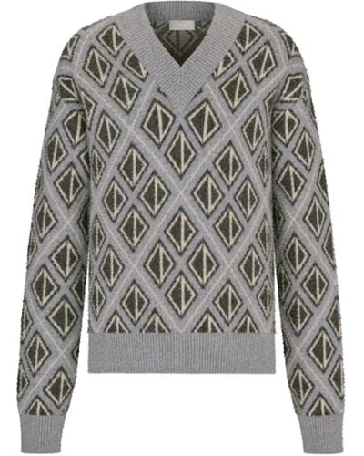 Dior Maglione in lana con motivo a diamante CD - Grigio