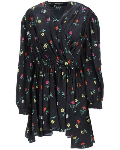 Balenciaga Robe à imprimé floral - Noir