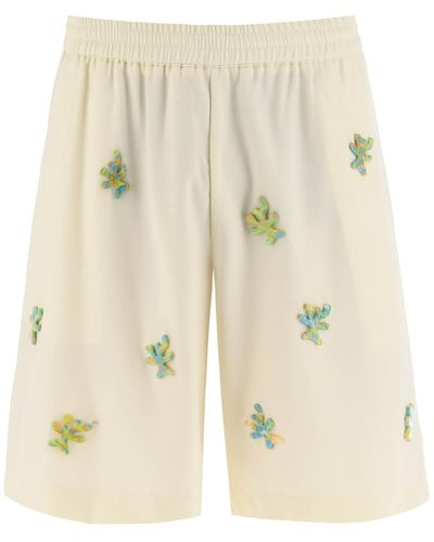 Bonsai Applique Wollen Shorts - Naturel