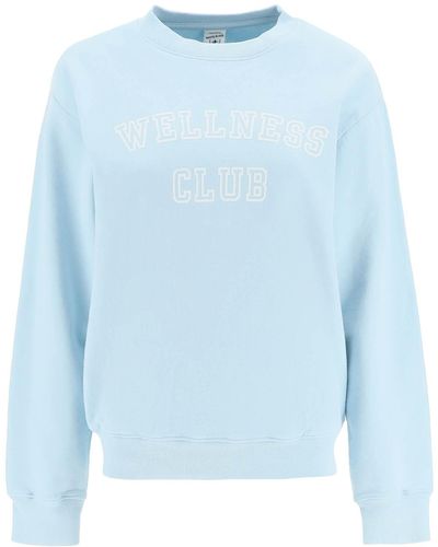 Sporty & Rich Sweat-shirt Crew Neck With Lettring Print - Bleu