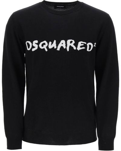 DSquared² Getextureerde Logo -trui - Zwart