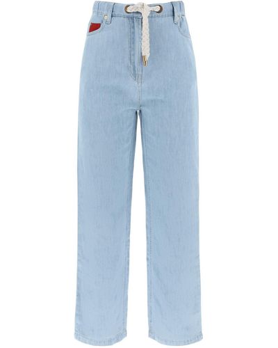Agnona Jeans de cordón de en mezclilla ligera - Azul