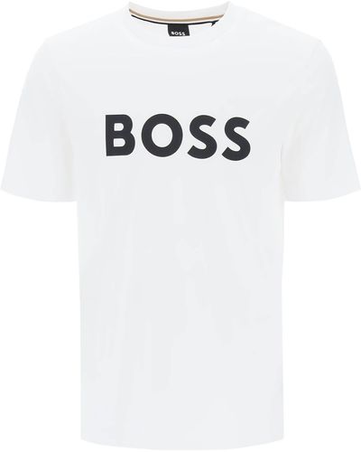 BOSS Tiburt 354 Logo Print T -shirt - Wit