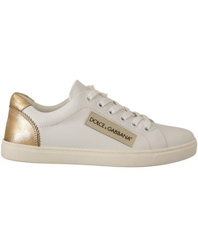 Dolce & Gabbana Low-Top-Sneakers aus Weißgoldleder - Schwarz