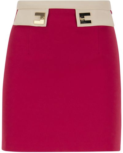 Elisabetta Franchi Double Stretch Crepe Miniskirt - Pink