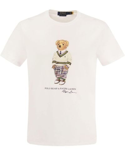 Polo Ralph Lauren Polo Bear Slip Custom Slimt Shirt - Bianco