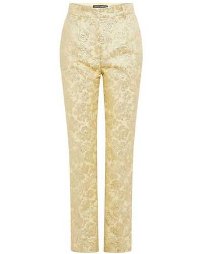 Dolce & Gabbana Pantalones bordados de Barroque - Amarillo