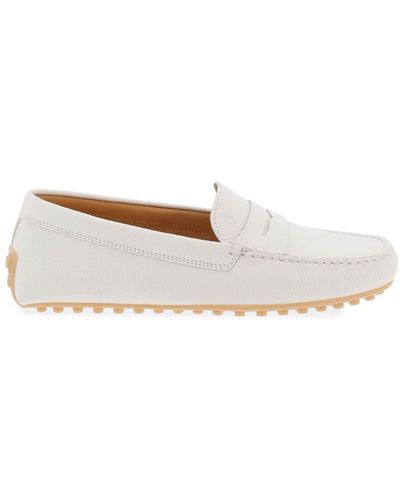 Tod's Tods City Gommino Leather Loafers - White