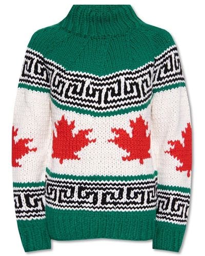 DSquared² Suéter de lana con patrón - Verde