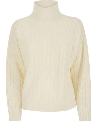 Peserico Ploited Jumper in Wool Silk e Cashmere Blend - Bianco