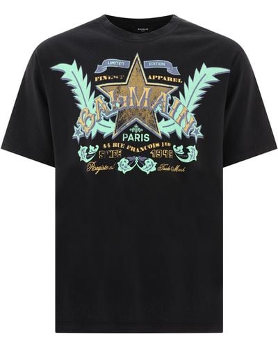 Balmain Bedrucktes T-Shirt - Schwarz