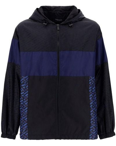 Versace Hooded Wind Breakher Jacket - Blauw