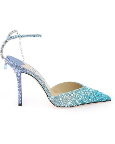 Jimmy Choo Saeda 100 Pumps Aus Satin Mit Kristallen - Blau