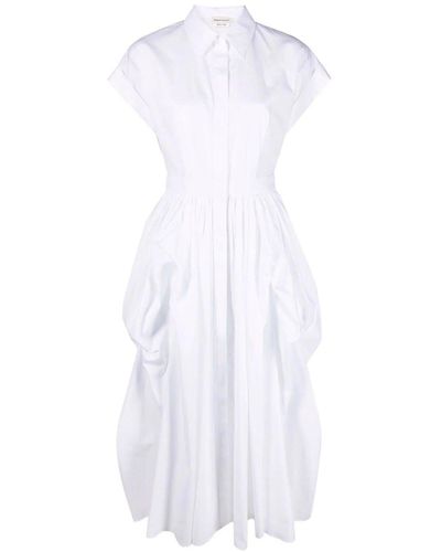 Alexander McQueen Cotton Midi Dress - White