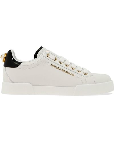 Dolce & Gabbana Portofino Sneakers Mit Perle - Wit