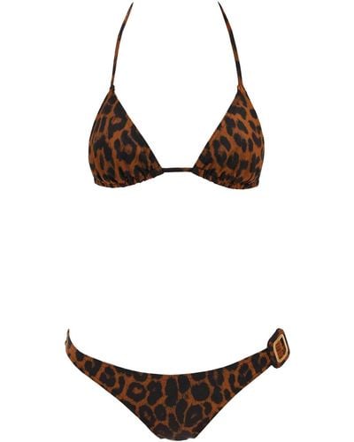 Tom Ford Ensemble de bikini imprimé Leopard. - Marron