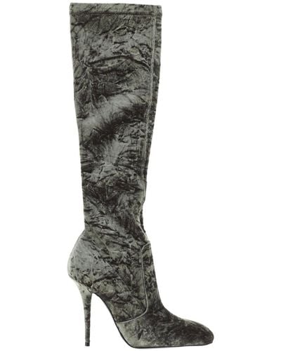 Saint Laurent Bonnie Velvet Boots - Negro