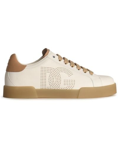 Dolce & Gabbana White Lear Sneakers - Wit