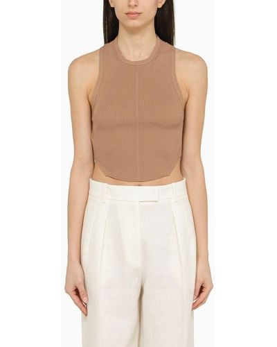 Philosophy Light Cropped Ribbed Top - White