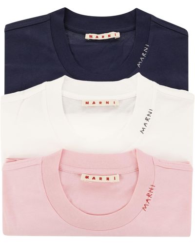 Marni Set Of 3 Cotton T-Shirts - Blue