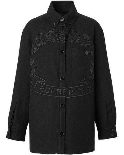 Burberry Veste superposée brodée - Noir