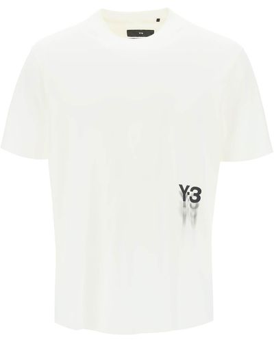 Y-3 T -shirt Met Gradiëntlogo -print - Wit