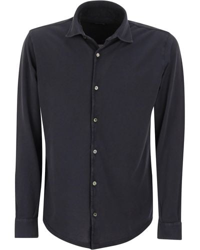 Fedeli Robert Cotton Piqué Shirt - Blu