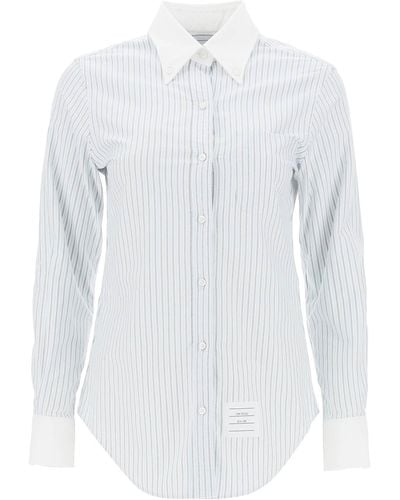 Thom Browne Gestreiftes Oxford -Hemd gestreift - Weiß