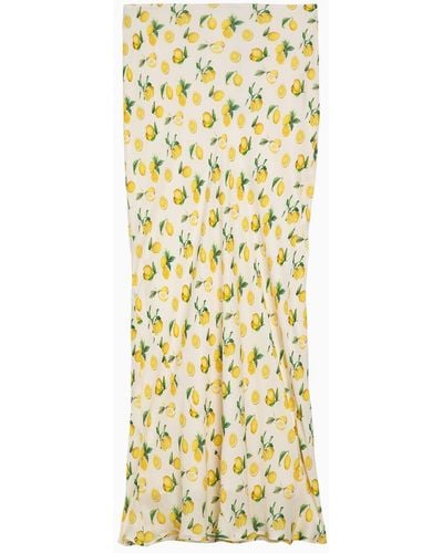 Sportmax Vanilla Long Skirt With Silk Lemon Print - Yellow