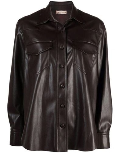 Blanca Vita Faux Leather Shirt - Zwart